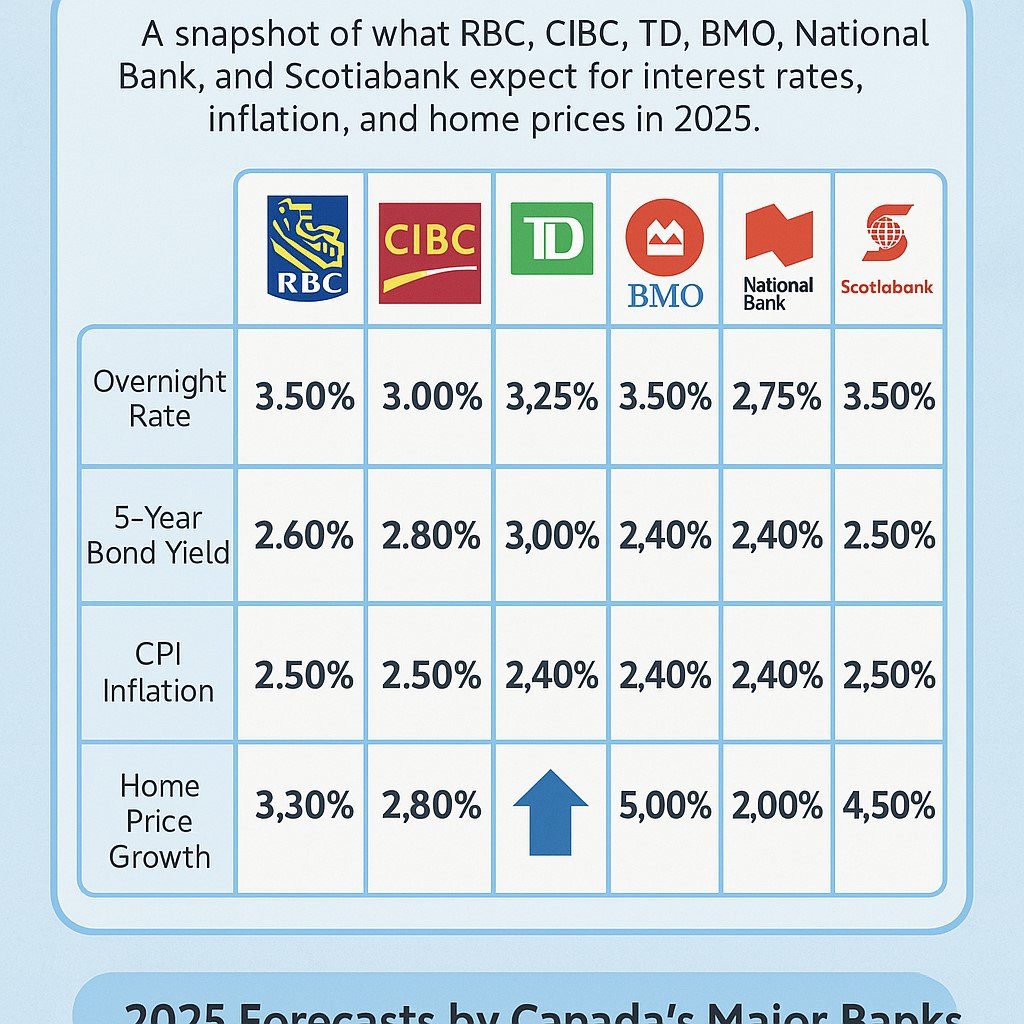 2025 Forecasts by Canada's Major Banks – RBC, CIBC, TD, BMO, National Bank, Scotiabank