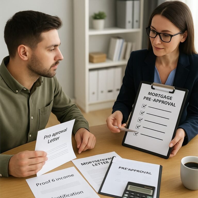 Canadian buyer preparing documents for mortgage preapproval with advisor
