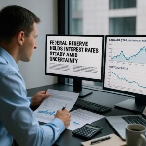 Analyst comparing U.S. Fed news with Canadian bond and mortgage rate charts