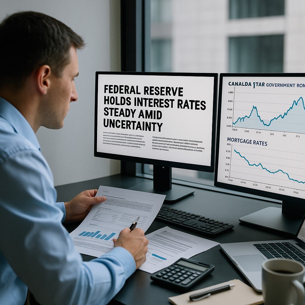 Analyst comparing U.S. Fed news with Canadian bond and mortgage rate charts