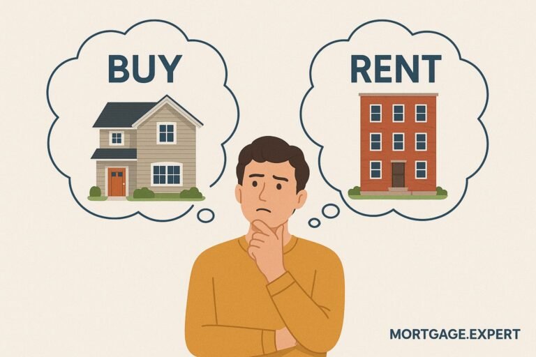 Confused man thinking between buying a house and renting an apartment in Toronto
