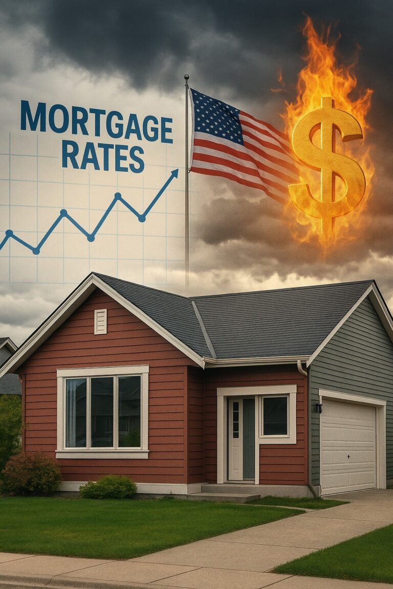 “Canadian home with fluctuating mortgage chart and U.S. inflation symbols in the background”