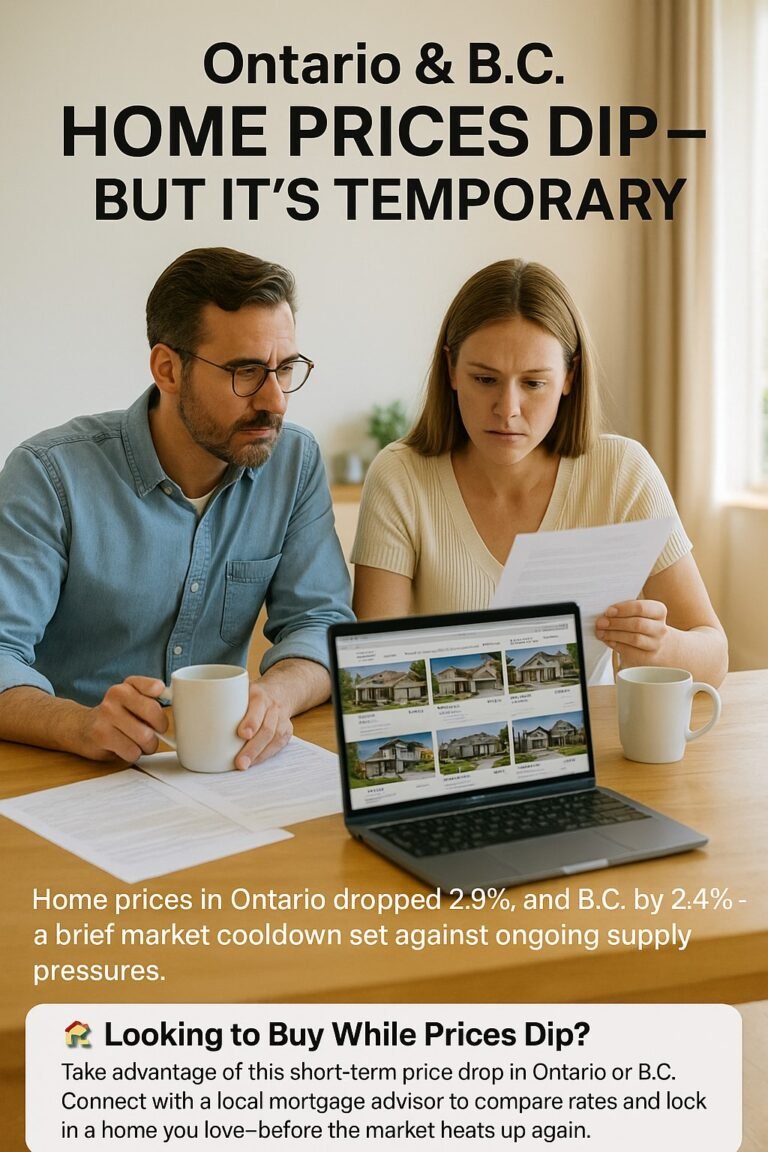 “Canadian homebuyers reviewing listings and market data at home in July 2025”