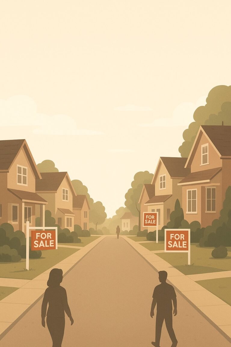 Peaceful suburban street in Canada with homes for sale during a slow real estate market