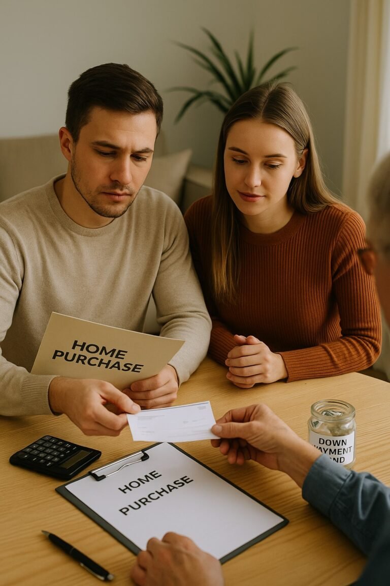 Couple receiving financial help for home down payment
