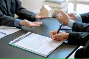 A person reviewing mortgage documents with a pen, representing renewal-focused strategies and broker-driven client interactions in Canada.