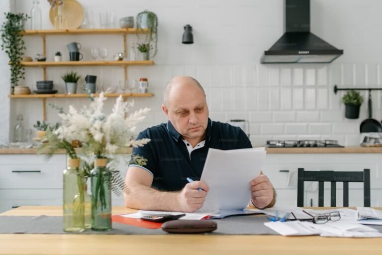 Concerned Canadian homeowner reviewing rising mortgage payments and bills