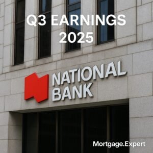 Canadian family reviewing mortgage renewal papers as National Bank reports strong Q3 earnings
