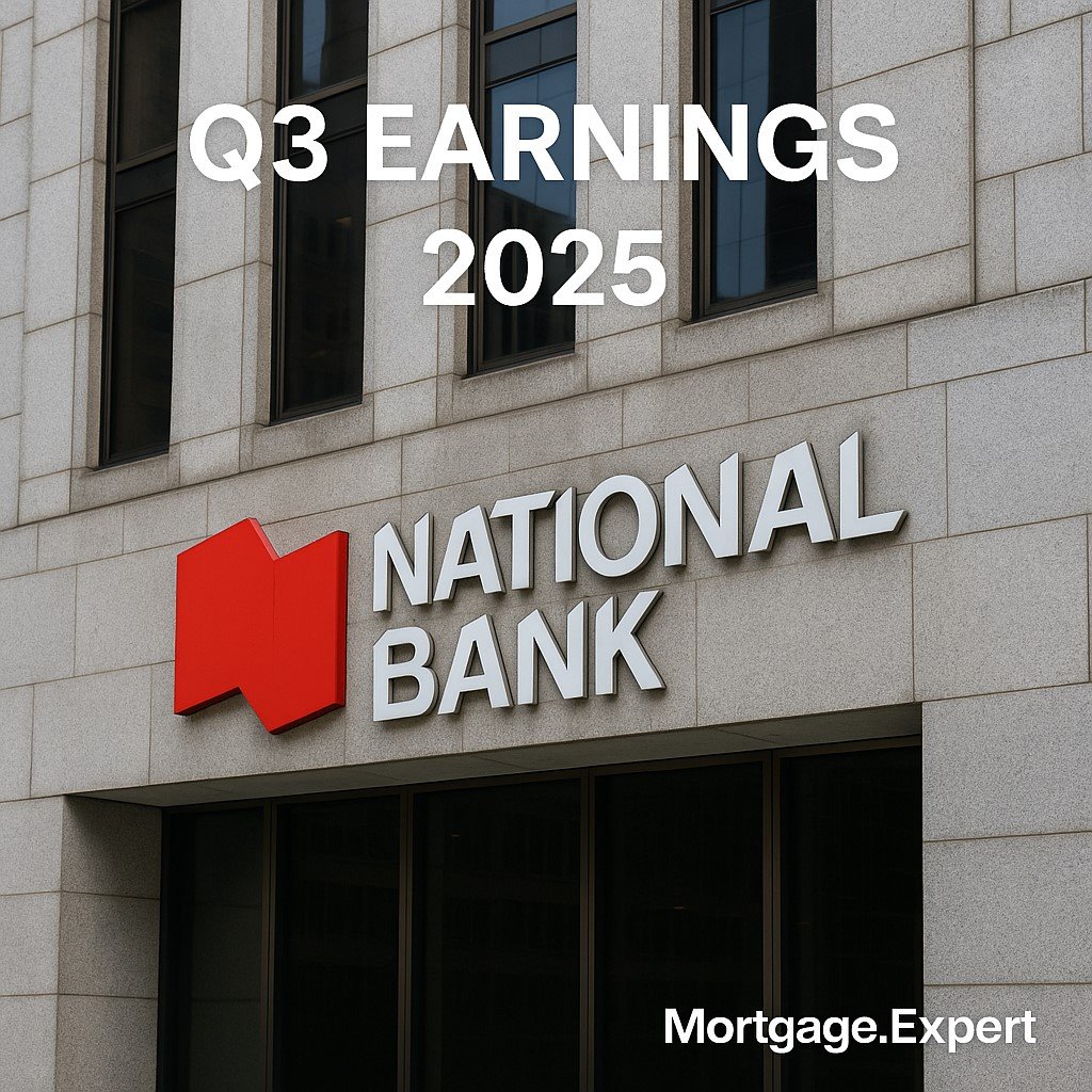 Canadian family reviewing mortgage renewal papers as National Bank reports strong Q3 earnings