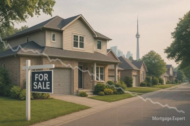 “Toronto housing market September 2025 — house for sale with price trend overlay”