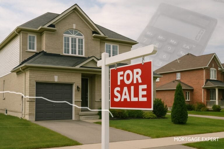 “Canadian mortgage rate snapshot October 5, 2025 with house for sale and mortgage chart overlay”