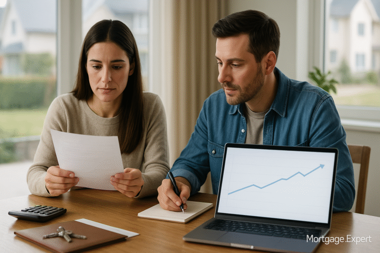 Canadian homebuyers reviewing purchase documents as home prices are forecast to rise in 2026.