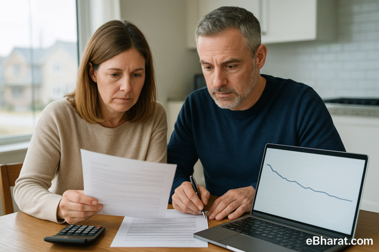 Canadian homeowners reviewing mortgage renewal documents as Bank of Canada rate hike concerns ease